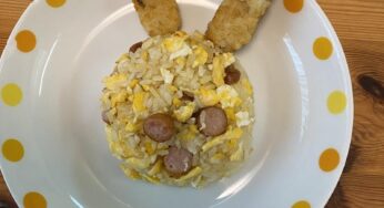 ひっくり返したらあれっ！？「ウサちゃーはん♪」あまったご飯を消費！