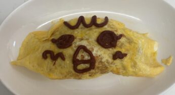 娘のお昼ご飯にオムライス上手く焼けたから(*´艸`)