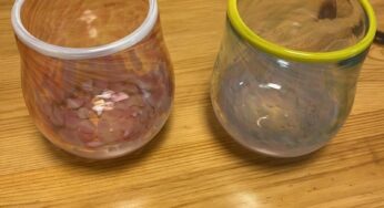 ガラス吹き体験で作ったグラスができあがった！