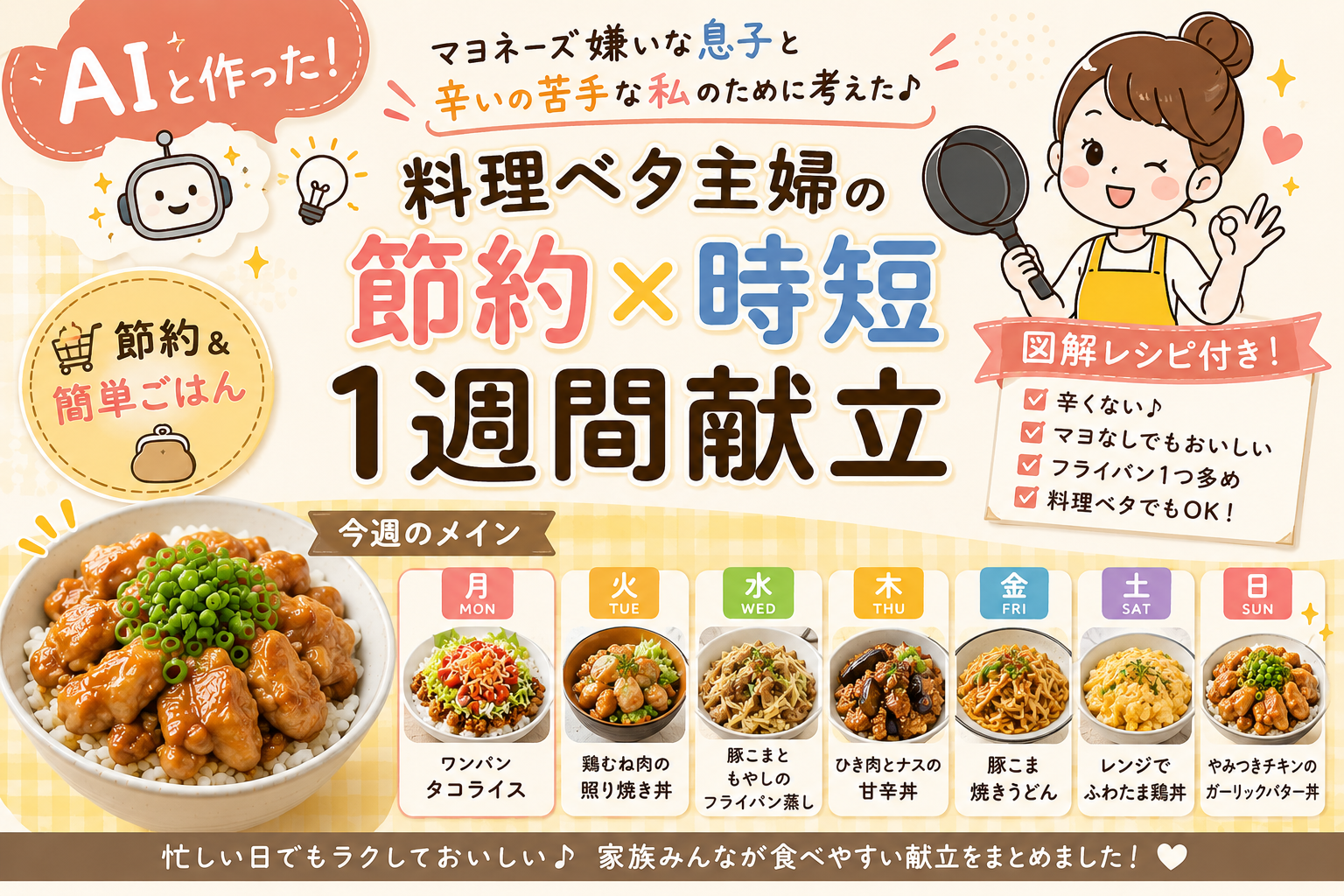 マヨネーズ嫌いな息子&辛いの苦手な私がAIと考えた!