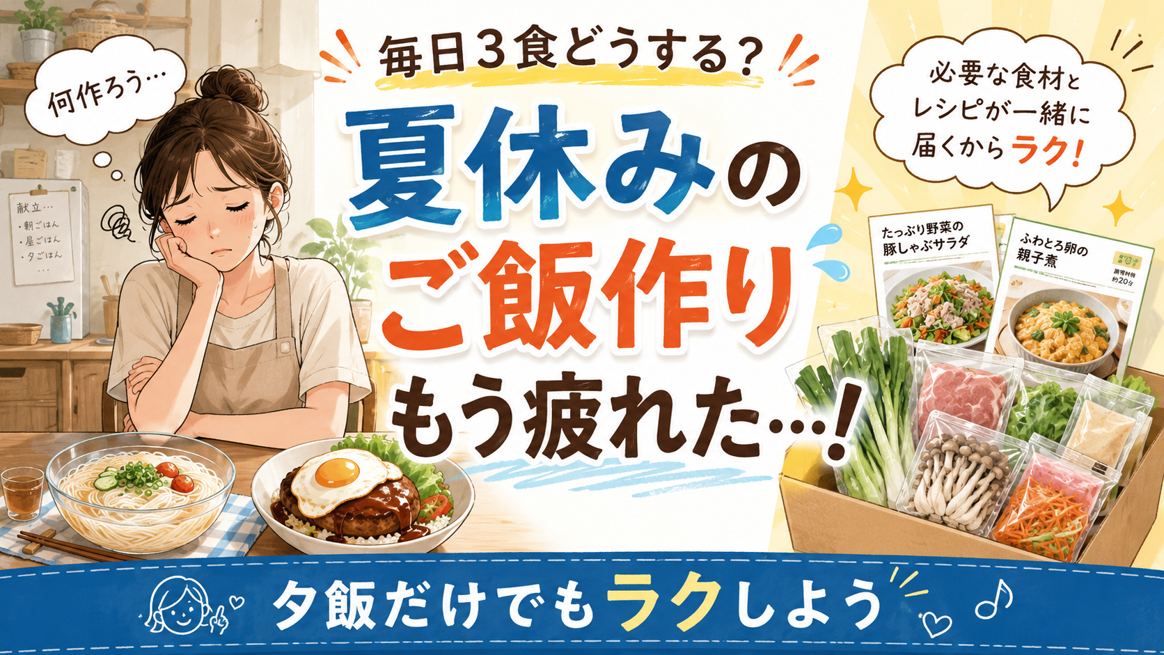 夏休みの昼ごはんがしんどい…献立・買い物・夕飯づくりをラクにするヨシケイお試し5days