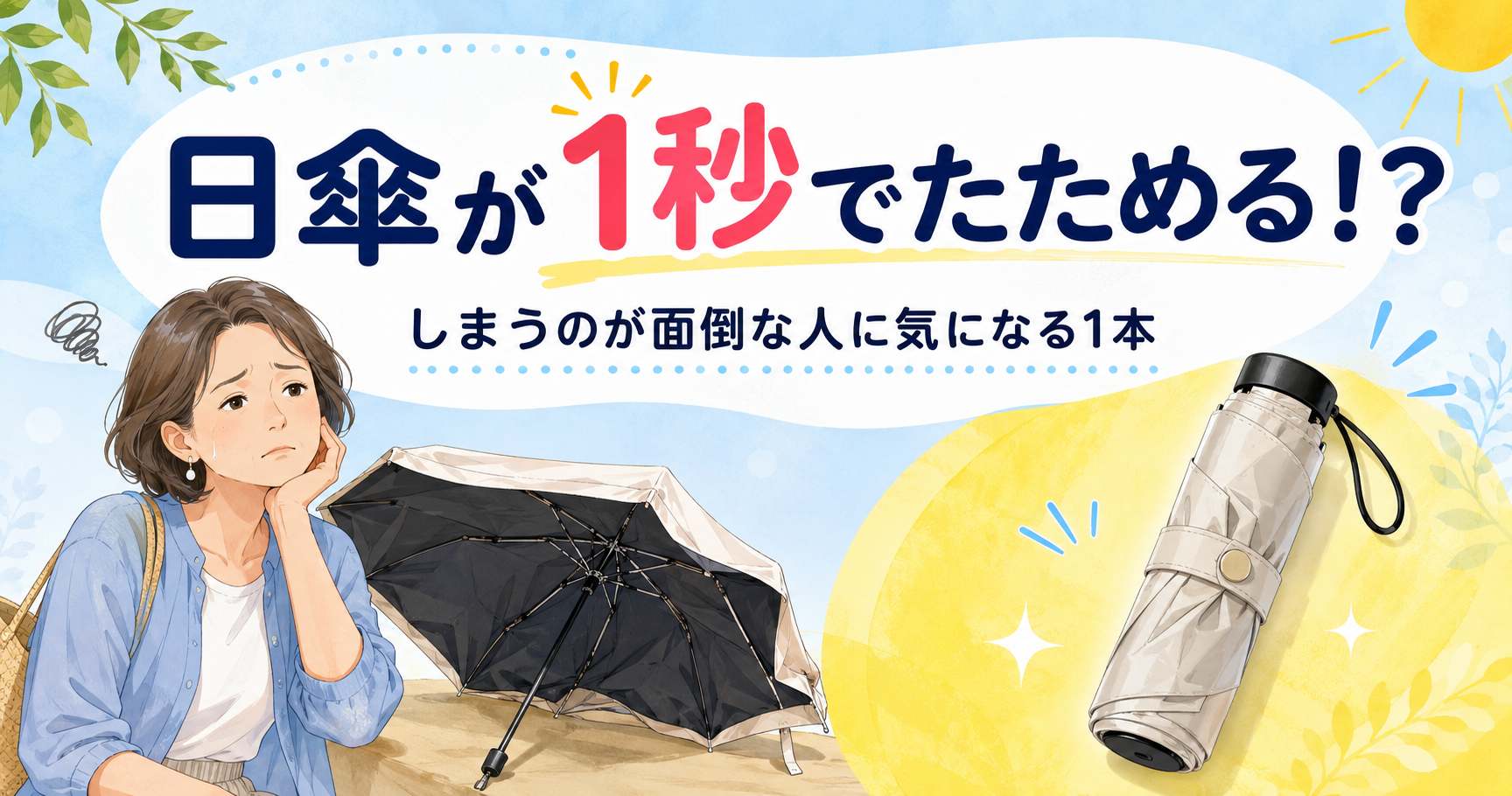 1秒でたためる日傘って本当?折りたたみが面倒な人に気になるKONCIWA日傘を調査