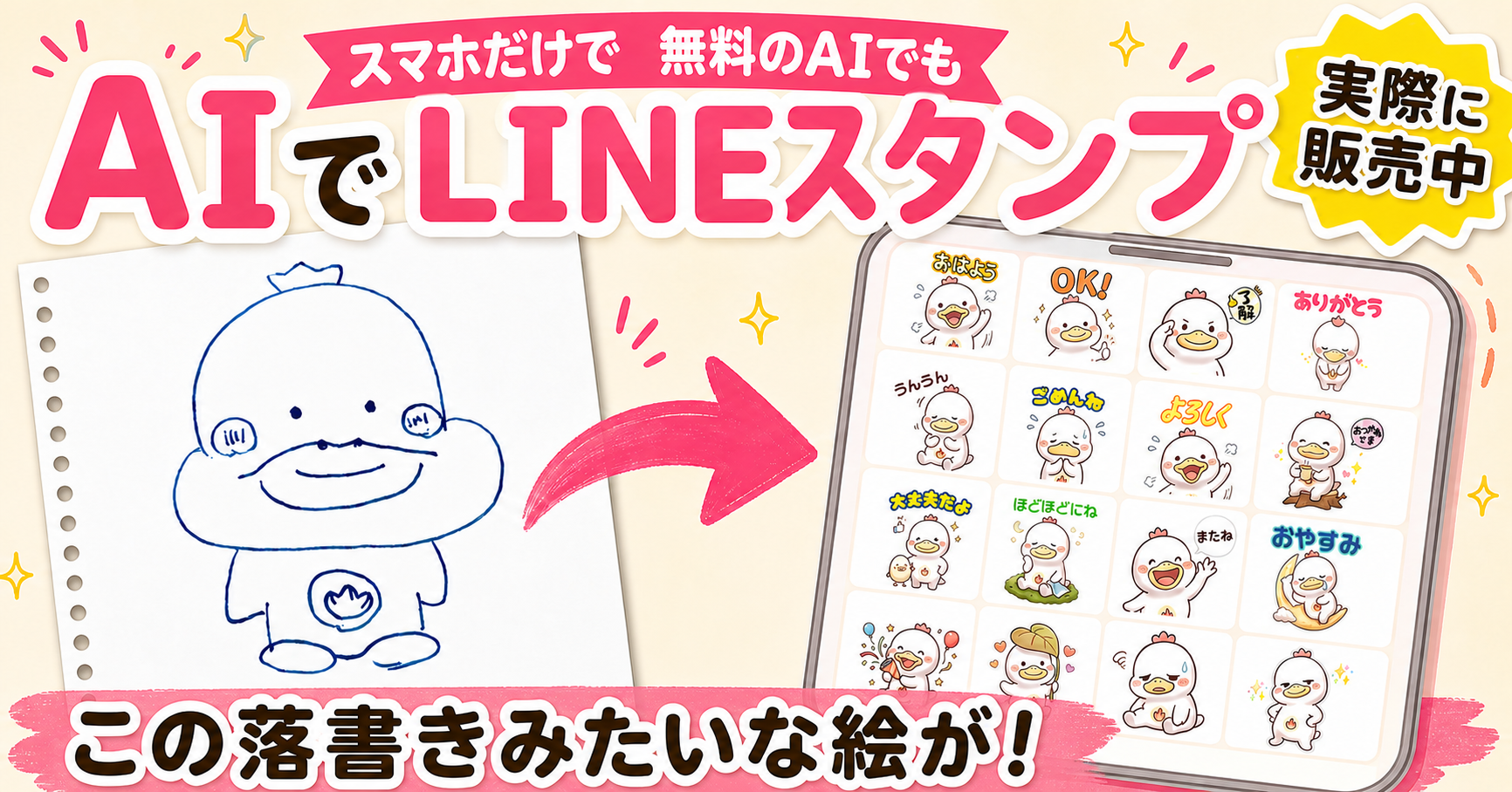 AIでLINEスタンプを作る方法｜スマホだけで元絵1枚から16個にした実録